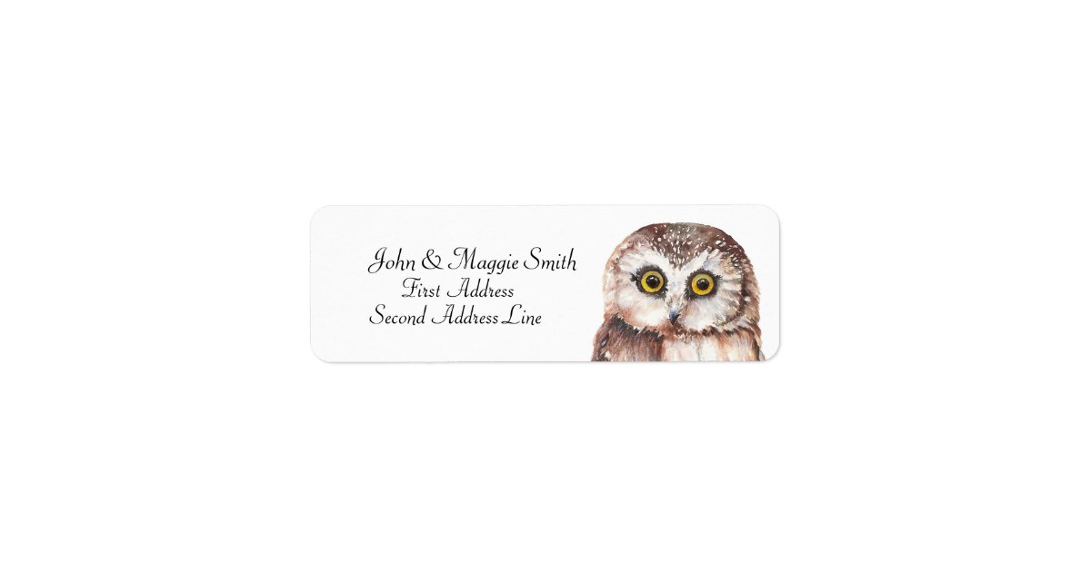Etiquette Collection Drole D Oiseau D Aquarelle De Hibou Zazzle Fr