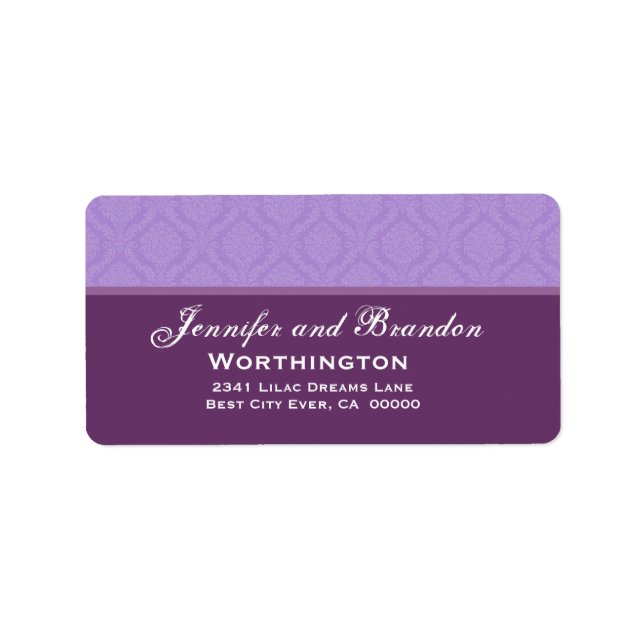 Étiquette Collection Mariage damassé de losange violet lavan (Devant)