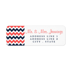 Étiquette Collection Mariage moderne Chevron Marine & Coral