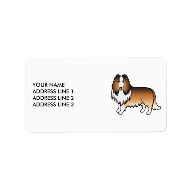 Étiquette Colley Rough Sable Chien de Dessin Animé Mignon &  (Devant)