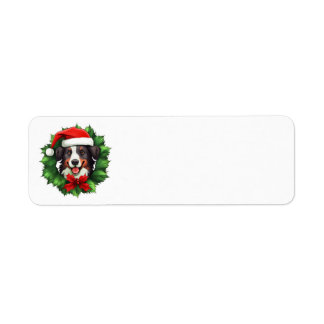 Étiquette Collie Christmas Wreath
