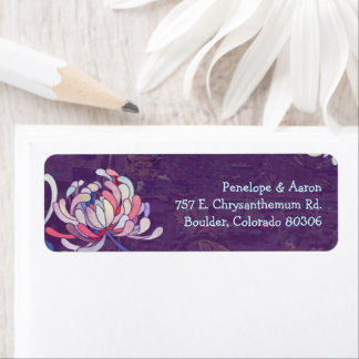 Étiquette Coloré Floral Purple Mariage Adresse de retour