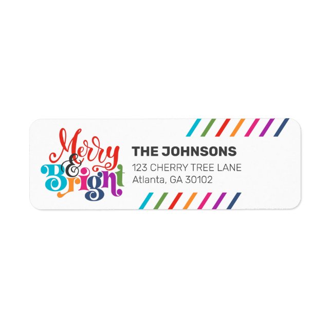 Étiquette Coloré Moderne Noël Famille Photo Vacances (Devant)