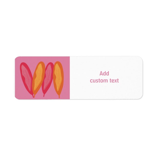 Étiquette coloré rose personnalisé avec plumes (Devant)