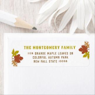 Étiquette Coloré Thanksgiving Autumn Leaves Return Adresse