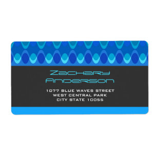 Étiquette Colorée Blue Zig Zag Motif Mod Waves Adresse
