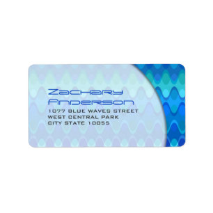 Étiquette Colorée Blue Zig Zag Motif Mod Waves Adresse