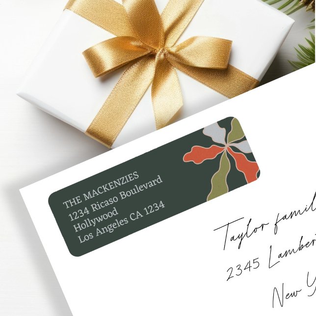 Étiquette Colorful Abstract Botanical Personalized Christmas (Colorful Abstract Botanical Personalized Christmas Label
by Ricaso . Add address and name)