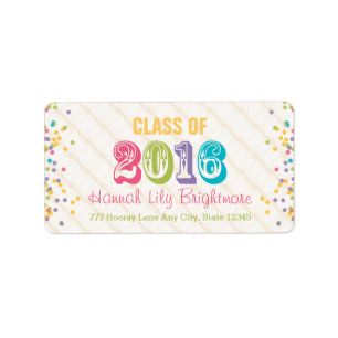 Étiquette Colorful and Bright Class of 2016