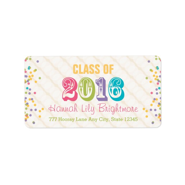 Étiquette Colorful and Bright Class of 2016 (Devant)