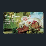 ÉTIQUETTE COLORFUL BABY SHOWER<br><div class="desc">Romantic and joyful painting, mother and child on wheelbarrow with flowers walks in the green garden under the blue sky,  re-elaborated from masterpiece of Jean - Honoré  Fragonard .</div>