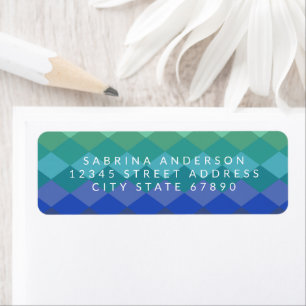 Étiquette Colorful Geometric Shapes in Teal Return Address