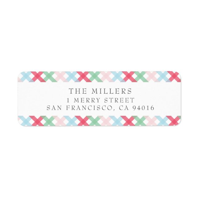 Étiquette Colorful Gingham Christmas Address Labels (Devant)