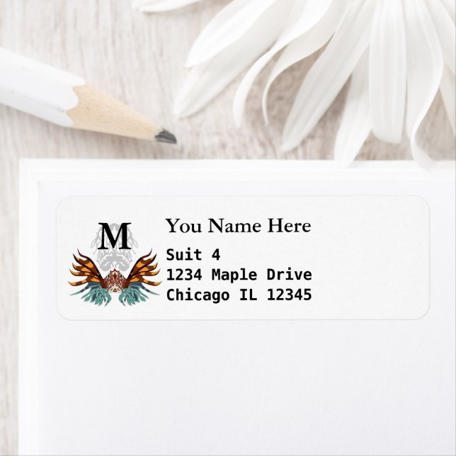 Étiquette Colorful Grumpy Lionfish Cartoon Monogram (En situation)