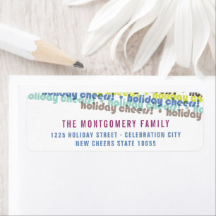 Étiquette Colorful Holiday Cheers Typographie Retour Adresse