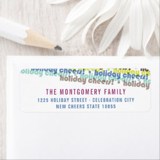 Étiquette Colorful Holiday Cheers Typographie Retour Adresse