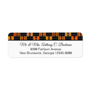 Étiquette Colorful Kente Black Pinstripe K30 Adresse de reto