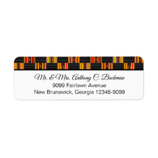 Étiquette Colorful Kente Black Pinstripe K30 Adresse de reto