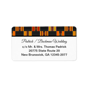 Étiquette Colorful Kente Black Pinstripe K30 RSVP Retour