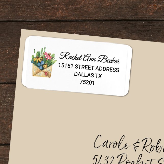 Étiquette Colorful Watercolor Coneflower & Greenery Adresse (Créateur téléchargé)