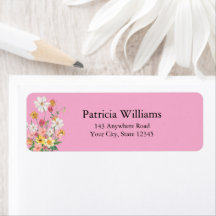 Colorful Wildflowers Pink Return Address