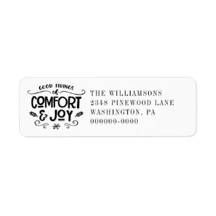 Étiquette Comfort and Joy Modern Handletted Return Adresse