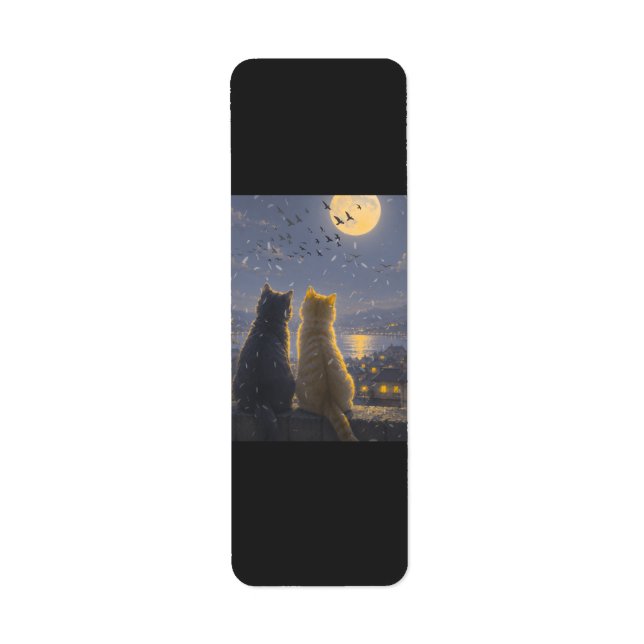Étiquette Compagnons au clair de lune – Deux chats sous la p (Devant)