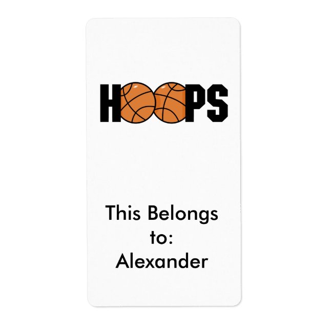 Étiquette conception de basketball avec cerceaux (Devant)