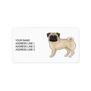 Étiquette Conception de chien de dessin animé mignon Pug fao