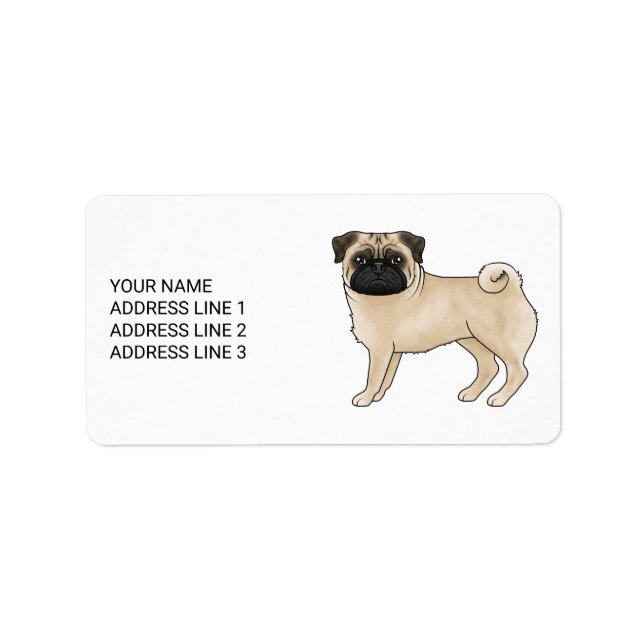 Étiquette Conception de chien de dessin animé mignon Pug fao (Devant)