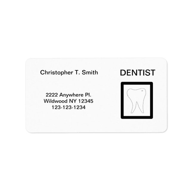 Étiquette Conception de dent molaire pour dentiste (Devant)