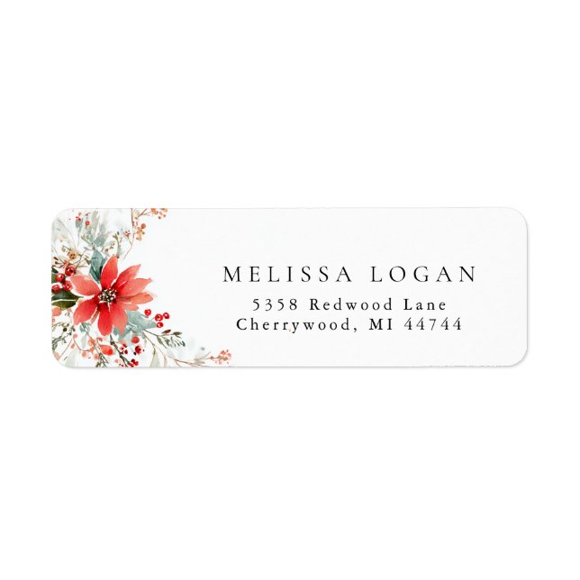 Étiquette Conception de mariage floral de Noël poinsettia (Devant)