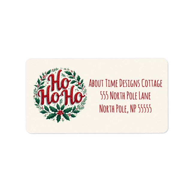 Étiquette Conception de typographie de couronne de Noël Ho H (Devant)