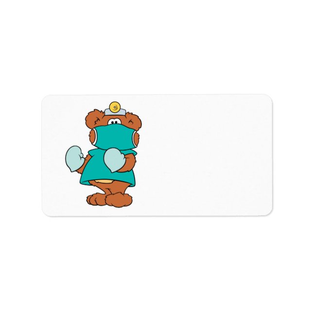 Étiquette conception d'ours en peluche de médecin chirurgien (Devant)