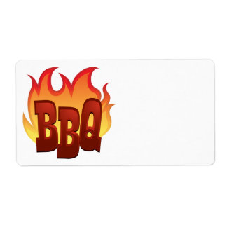 Étiquette conception du texte de la flamme bbq