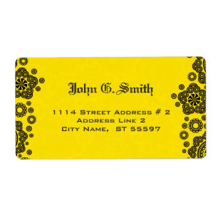 Étiquette Conception Motif Cercle Jaune et Noir