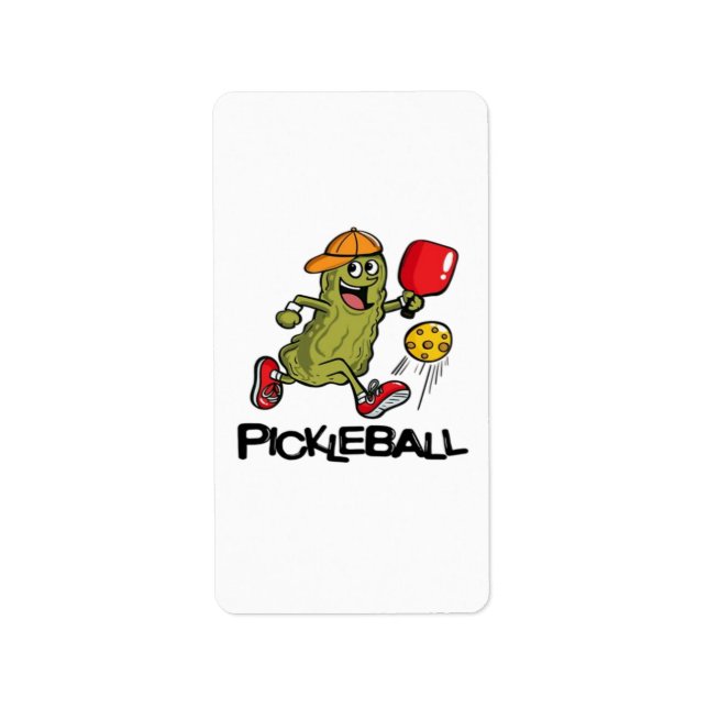 Étiquette Concombre Drôle Jouant Pickleball  (Devant)