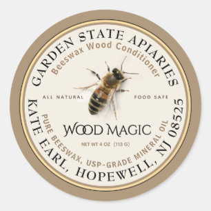 Étiquette Conditionneur en bois de cire d'abeille 