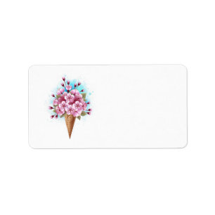 Étiquette Cône de gaufre de glace rose Sakura