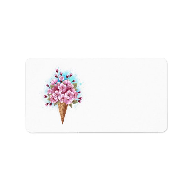 Étiquette Cône de gaufre de glace rose Sakura (Devant)