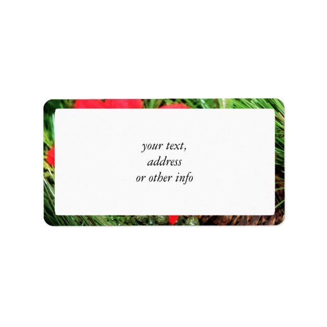 Étiquette Cone de pin de Noël et Poinsettia (Devant)