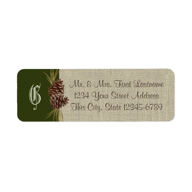 Étiquette Cônes de pin et Burlap Bois vert (Devant)