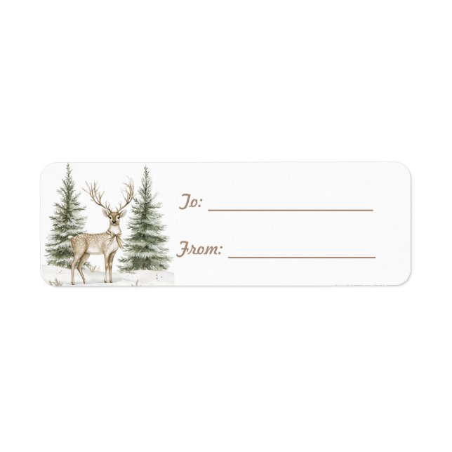 Étiquette Cônes de pin verts cerfs Noël (Devant)