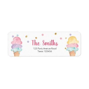 Étiquette Confetti Crème de glace à la menthe rose Adresse d