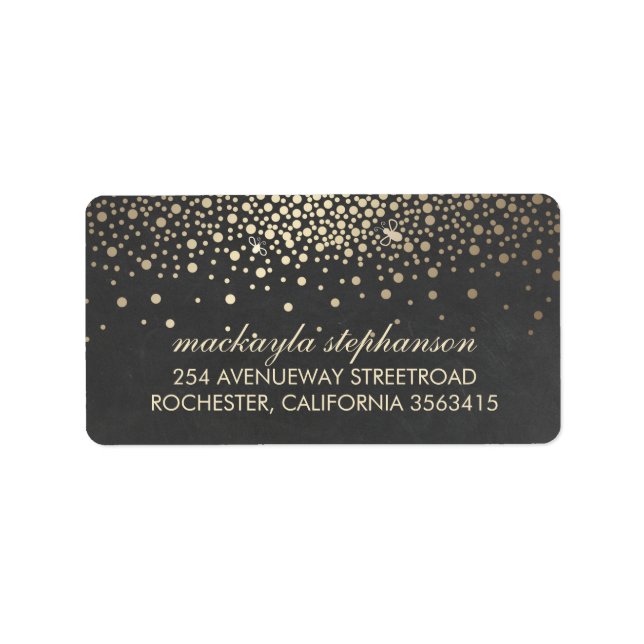 Étiquette Confetti d'or et Mariage de tableau de bord des lu (Devant)
