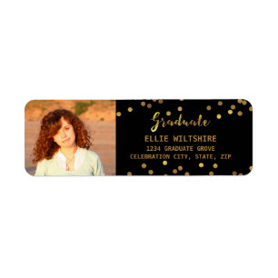 Étiquette Confettis chics de feuille d'or de Faux de photo