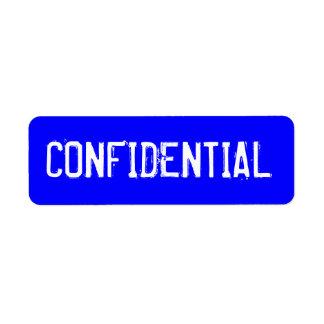 Étiquette CONFIDENTIEL en blanc sur arrière - plan bleu