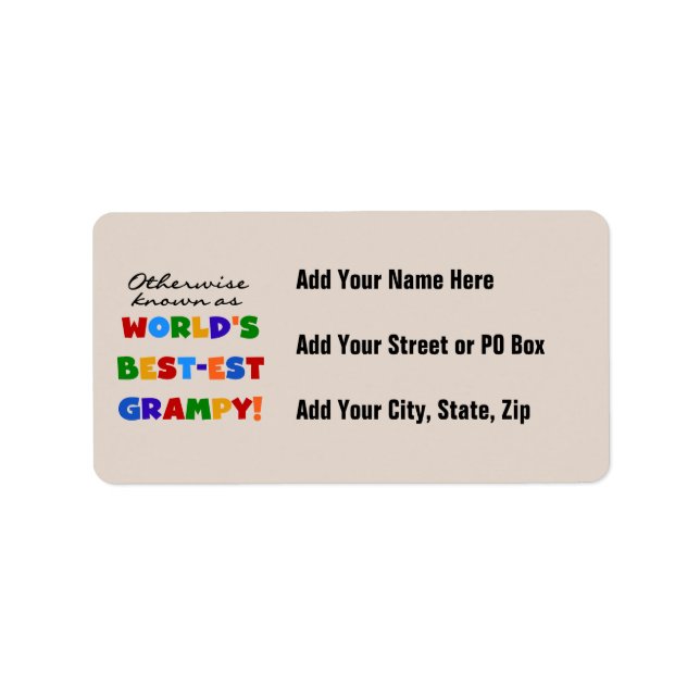 Étiquette Connu par ailleurs comme le meilleur cadeau Grampy (Devant)