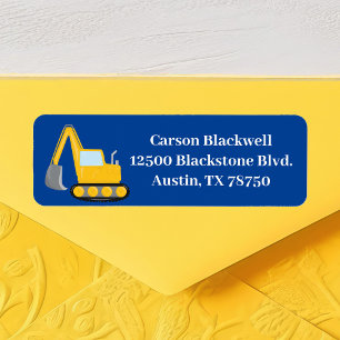 Étiquette Construction Vehicle Boys Blue Kids Adresse de ret