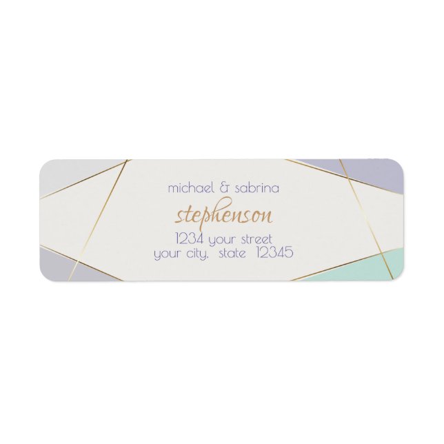 Étiquette Contemporain Moderne Géométrique Stripes Mint Viol (Devant)